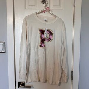 NWT PINK Victoria's Secret Cream Top with Plaid Patch